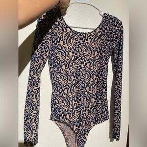 Velvet blue and nude bodysuit | A’GACI